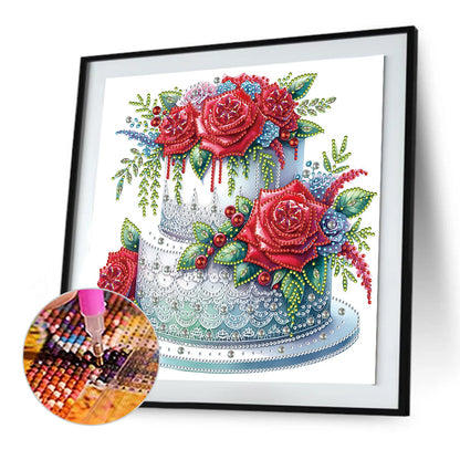 Flower Cake - Partial Special-Shaped Drill Diamond Painting 30*30CM