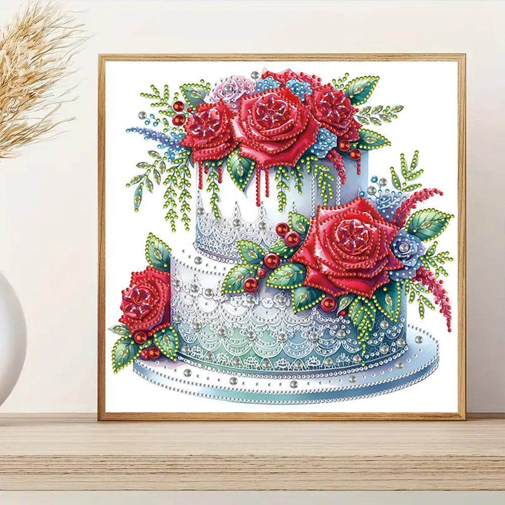 Flower Cake - Partial Special-Shaped Drill Diamond Painting 30*30CM