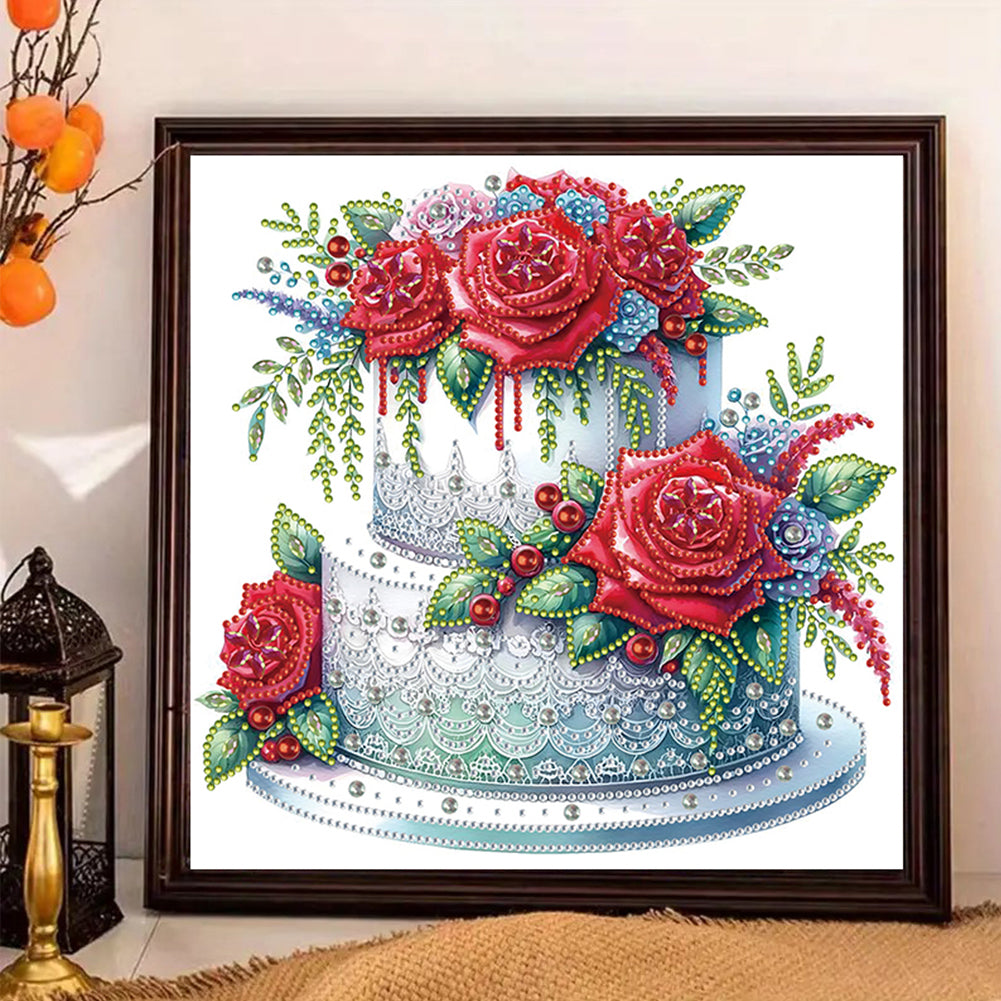 Flower Cake - Partial Special-Shaped Drill Diamond Painting 30*30CM