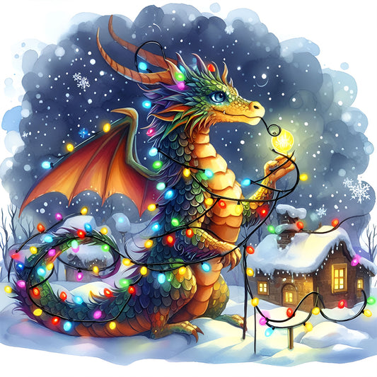 Dragon And Snow House - Full Round Drill Diamond Painting 40*40CM