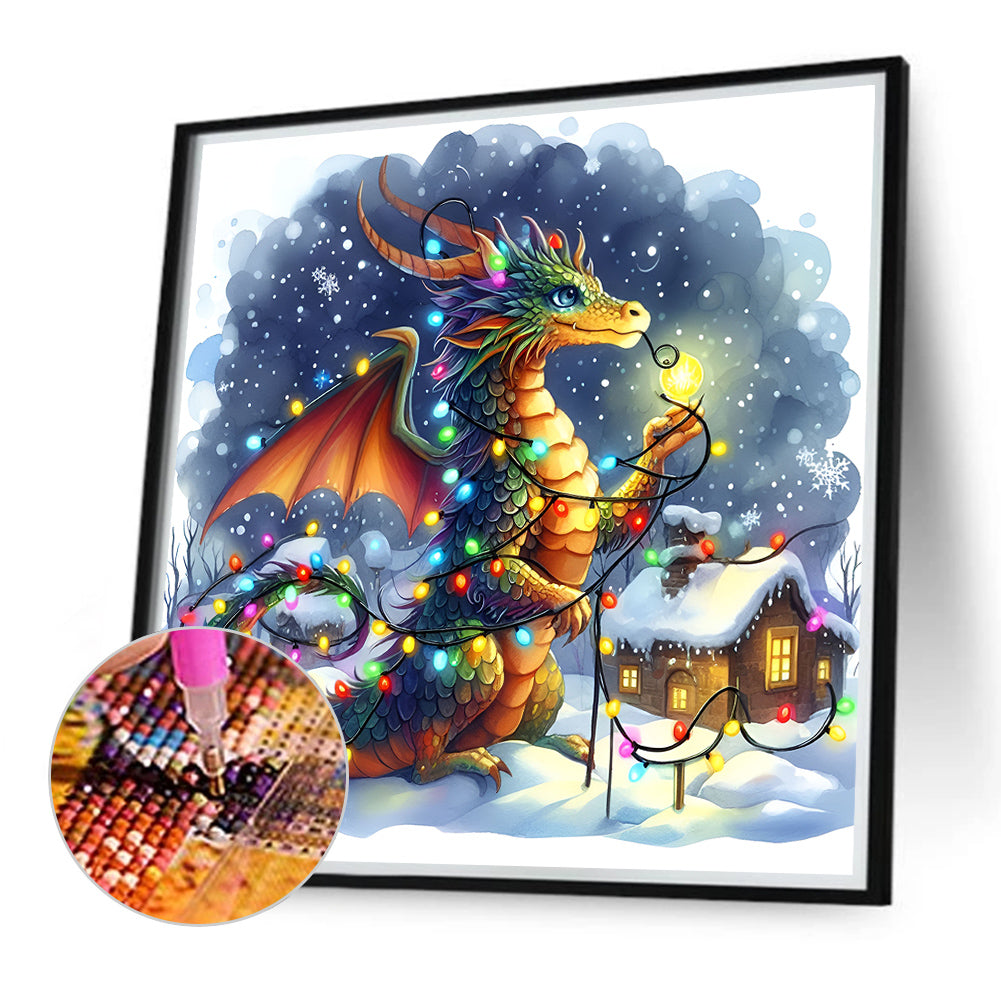 Dragon And Snow House - Full Round Drill Diamond Painting 40*40CM