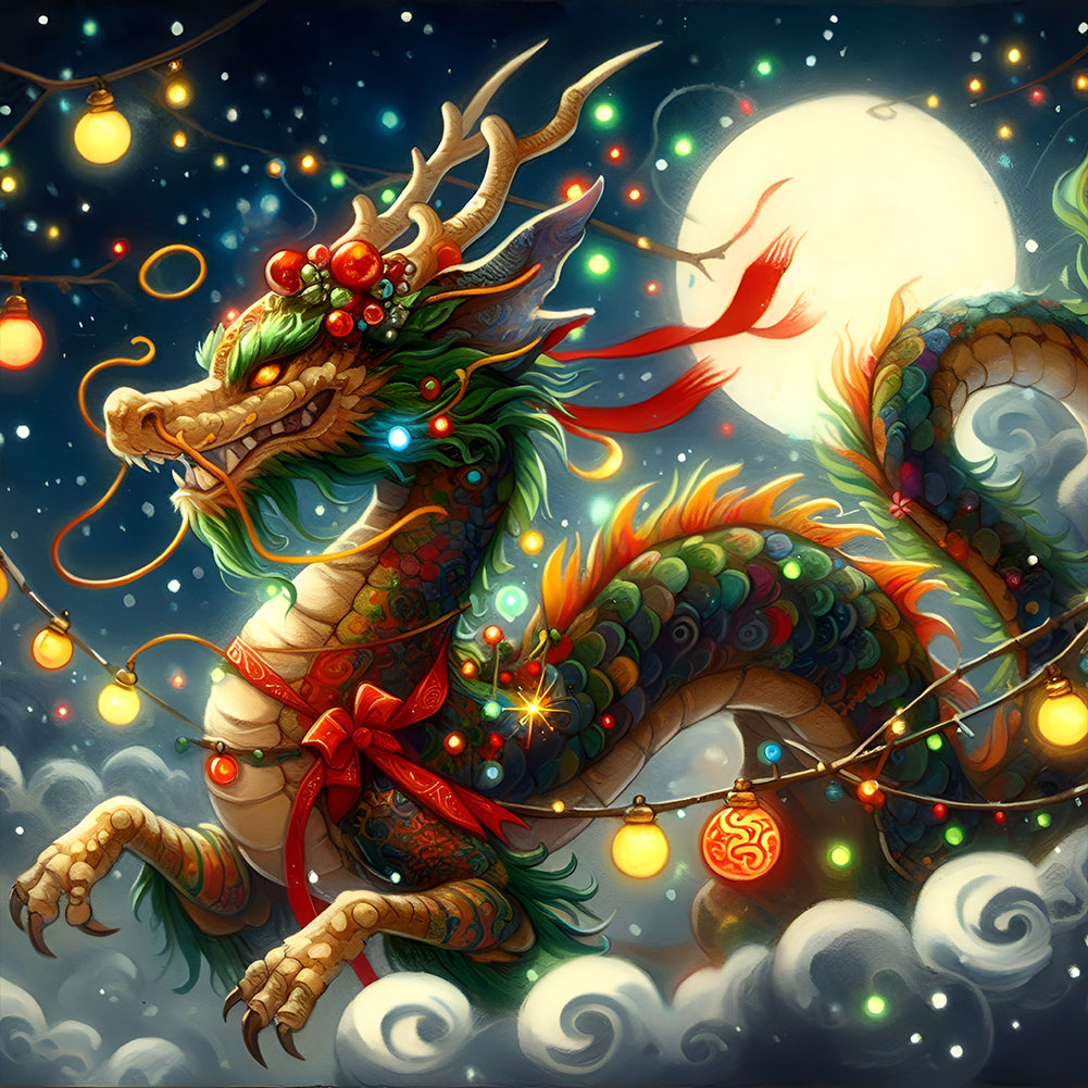 Dragon And Moon - Full Round Drill Diamond Painting 40*40CM