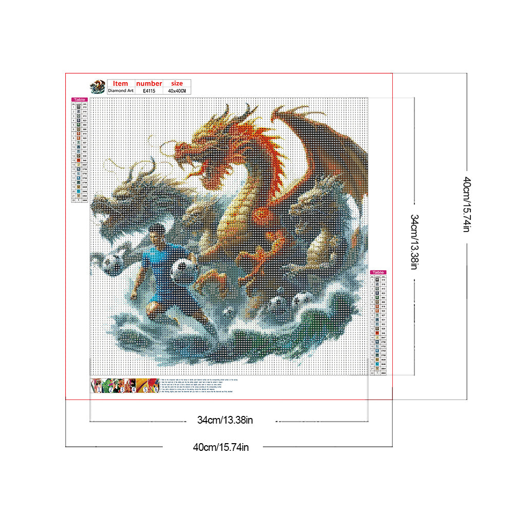 Dragon And Football - Full Round Drill Diamond Painting 40*40CM