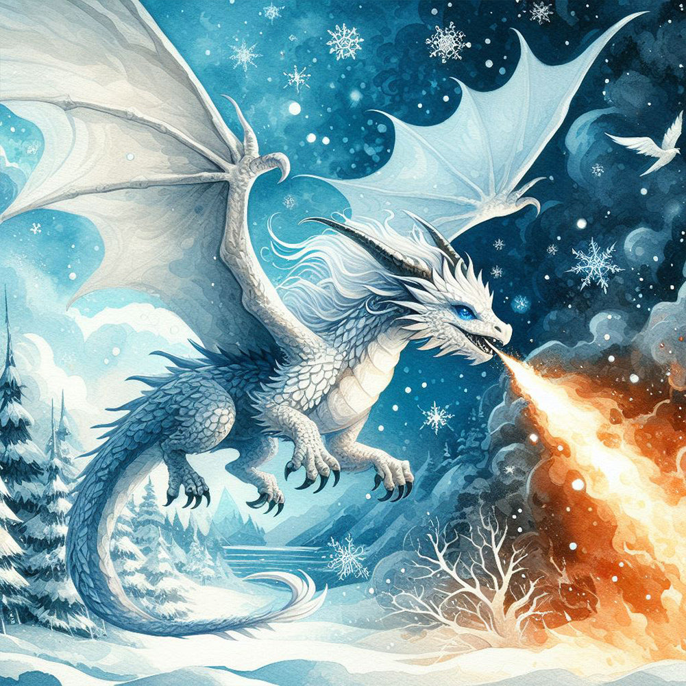 Dragon Breathing Fire - Full Round Drill Diamond Painting 40*40CM