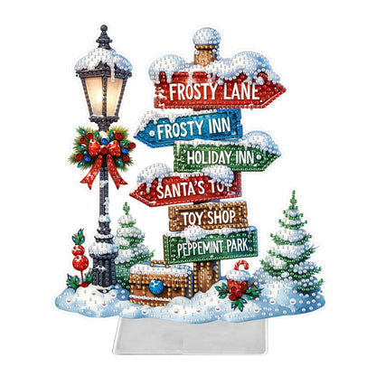 Acrylic Special Shape Snow Signpost Diamond Painting Desktop Ornaments