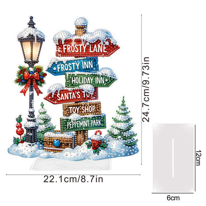 Acrylic Special Shape Snow Signpost Diamond Painting Desktop Ornaments