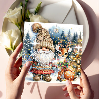 6Pcs Christmas Goblin Handmade Diamond Painting Greeting Card for Adults