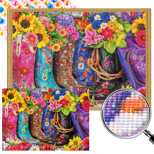 Flower Water Shoes - Full AB Round Drill Diamond Painting 68*50CM