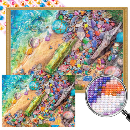 Seaside Glass Bottle - Full AB Round Drill Diamond Painting 68*50CM