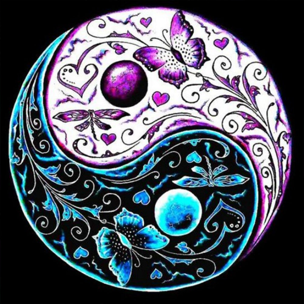 Tai Chi Yin Yang Butterfly - Full AB Round Drill Diamond Painting 30*30CM