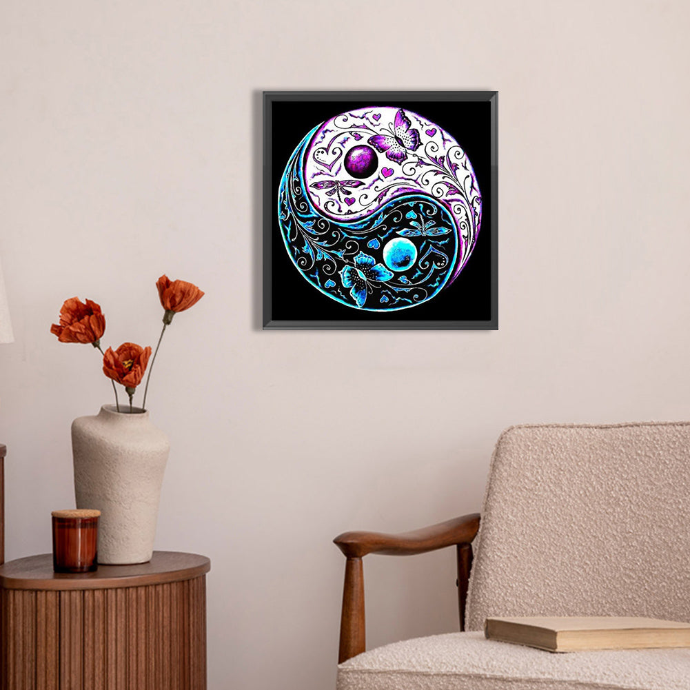 Tai Chi Yin Yang Butterfly - Full AB Round Drill Diamond Painting 30*30CM