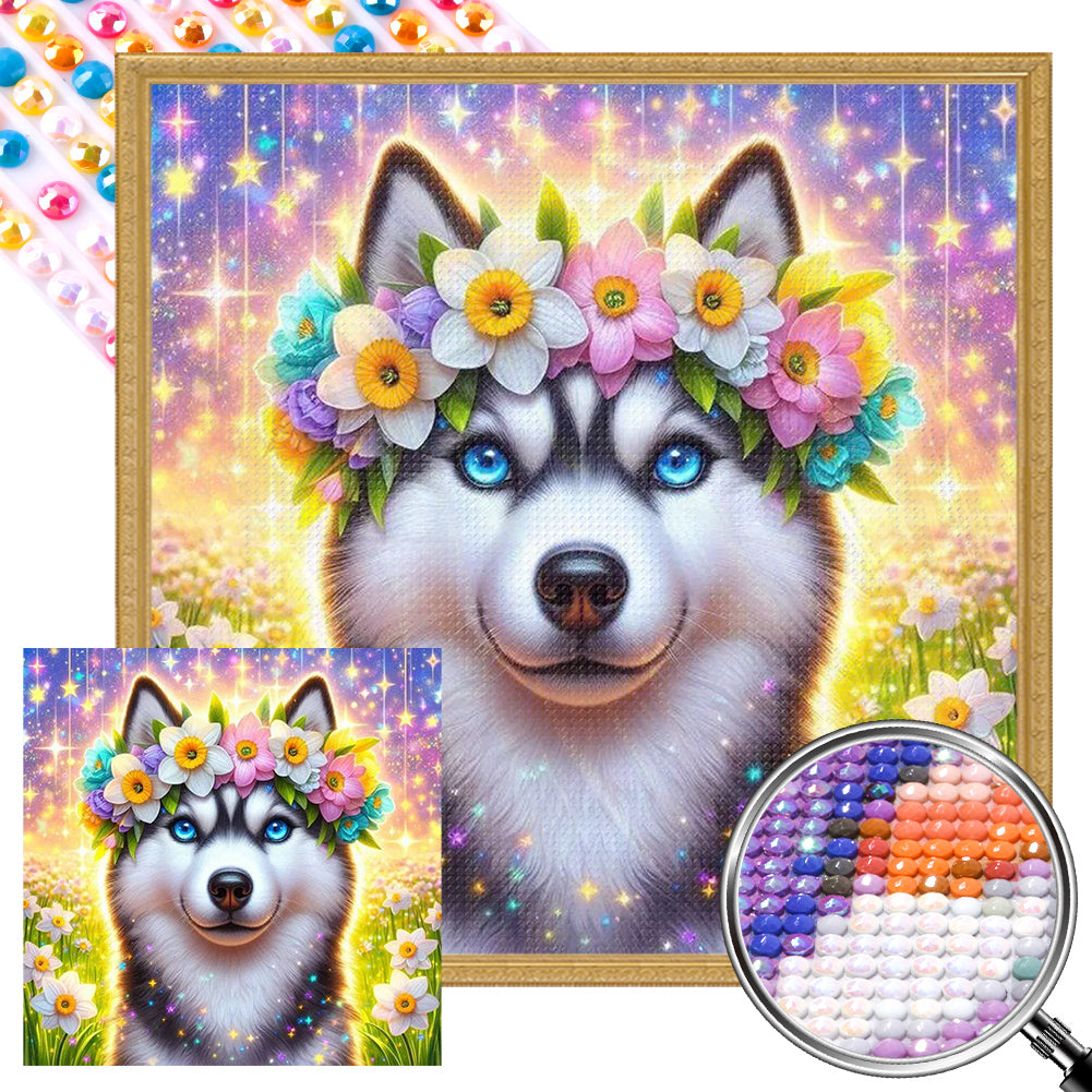 Flower Puppy - Full AB Round Drill Diamond Painting 40*40CM