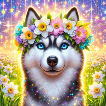 Flower Puppy - Full AB Round Drill Diamond Painting 40*40CM