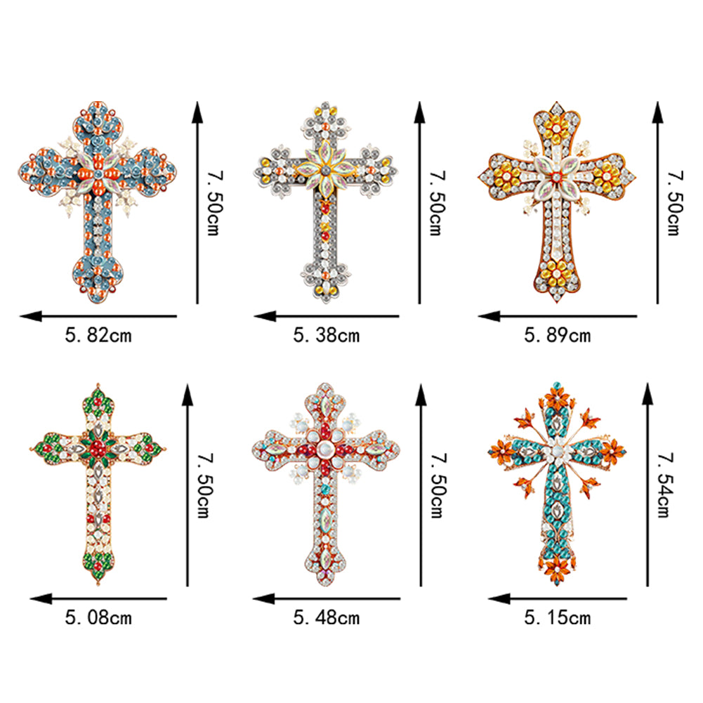 6Pcs Acrylic Cross Diamond Painting Art Fridge Magnet for Adults Beginners