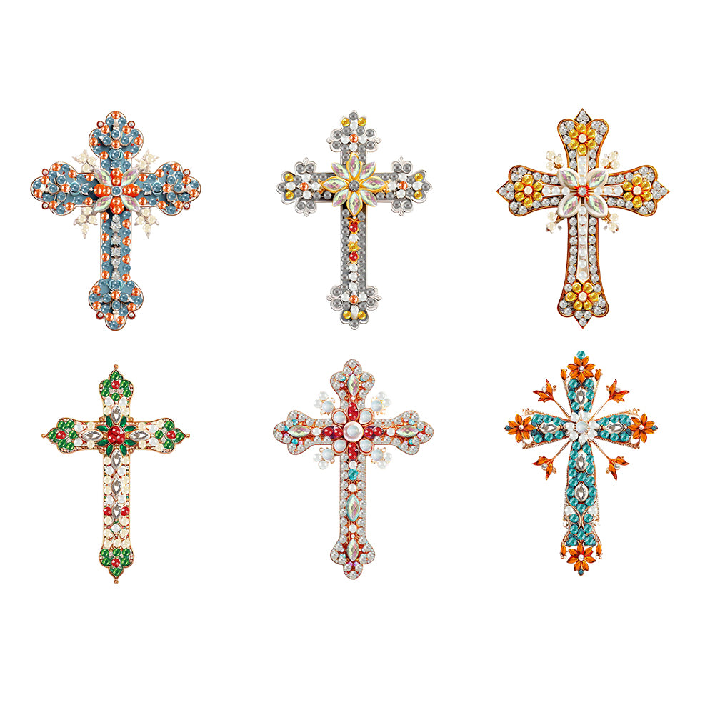 6Pcs Acrylic Cross Diamond Painting Art Fridge Magnet for Adults Beginners