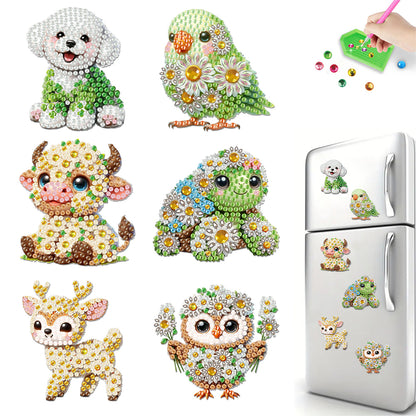 6Pcs Acrylic Daisy Animal Diamond Painting Art Fridge Magnet for Adults Beginner