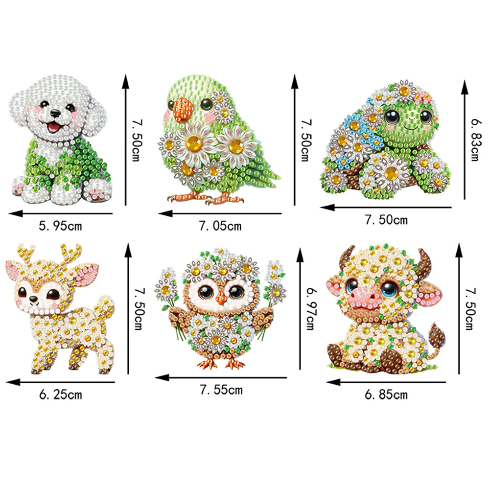 6Pcs Acrylic Daisy Animal Diamond Painting Art Fridge Magnet for Adults Beginner