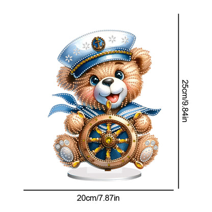 Acrylic Special Shape Sailing Bear DIY Diamond Painting Desktop Ornaments