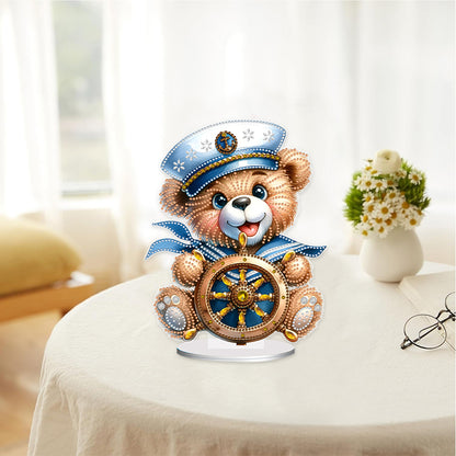 Acrylic Special Shape Sailing Bear DIY Diamond Painting Desktop Ornaments