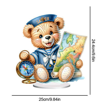 Acrylic Special Shape Sailing Bear DIY Diamond Painting Desktop Ornaments