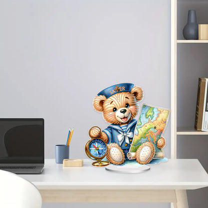 Acrylic Special Shape Sailing Bear DIY Diamond Painting Desktop Ornaments