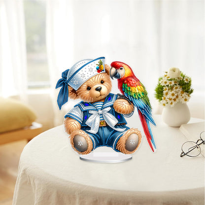 Acrylic Special Shape Sailing Bear DIY Diamond Painting Desktop Ornaments