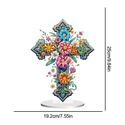 Acrylic Special Shape Cross Flower DIY Diamond Painting Desktop Ornaments