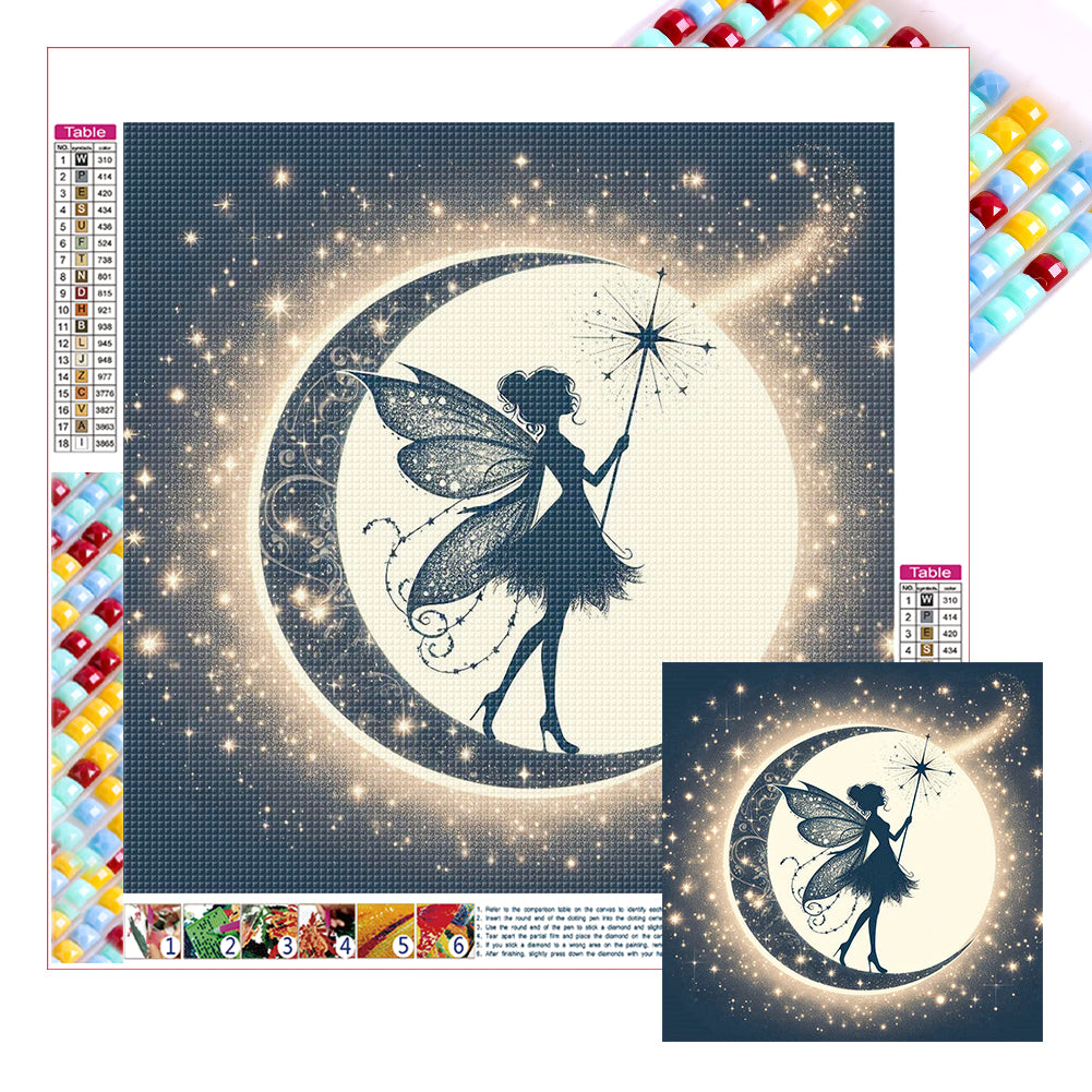 Silhouette Of Elves Under The Moon - Full Square Drill Diamond Painting 30*30CM