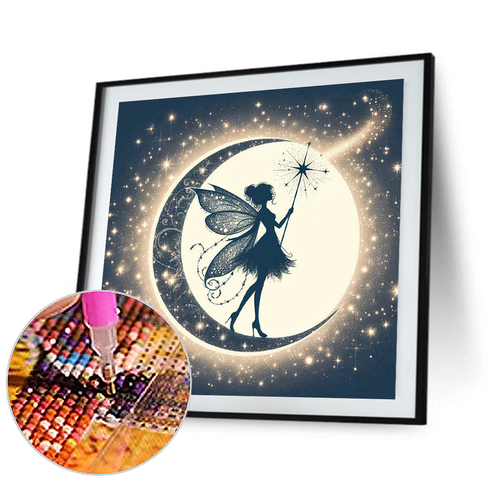 Silhouette Of Elves Under The Moon - Full Square Drill Diamond Painting 30*30CM