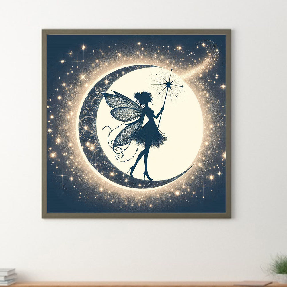 Silhouette Of Elves Under The Moon - Full Square Drill Diamond Painting 30*30CM