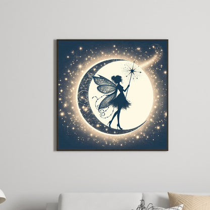 Silhouette Of Elves Under The Moon - Full Square Drill Diamond Painting 30*30CM