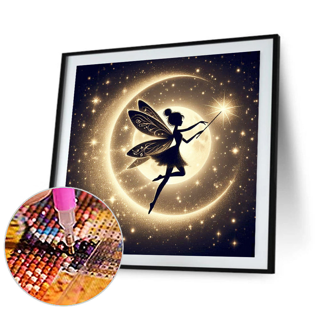 Silhouette Of Elves Under The Moon - Full Square Drill Diamond Painting 30*30CM