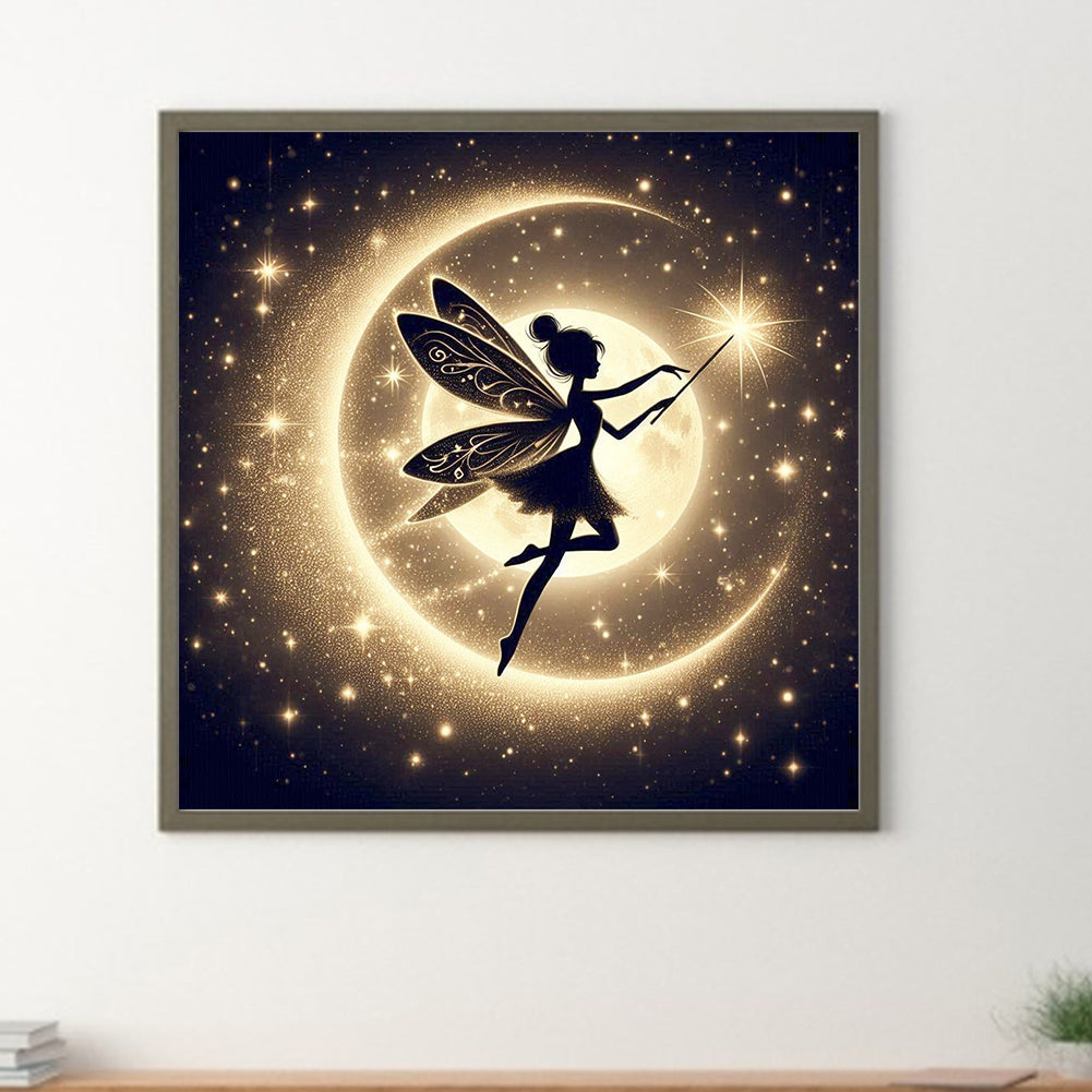 Silhouette Of Elves Under The Moon - Full Square Drill Diamond Painting 30*30CM