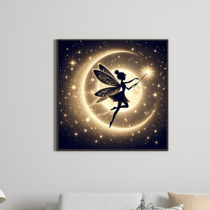 Silhouette Of Elves Under The Moon - Full Square Drill Diamond Painting 30*30CM