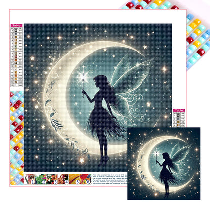 Silhouette Of Elves Under The Moon - Full Square Drill Diamond Painting 30*30CM