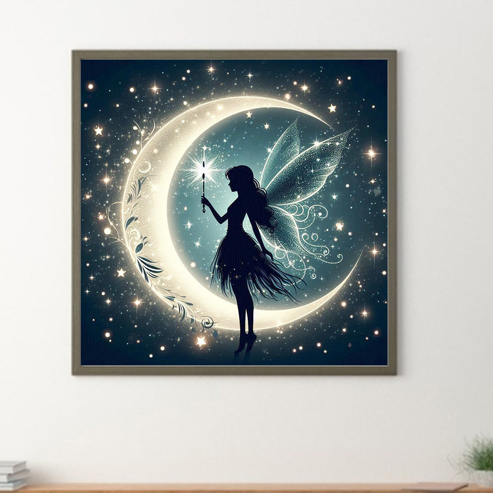 Silhouette Of Elves Under The Moon - Full Square Drill Diamond Painting 30*30CM