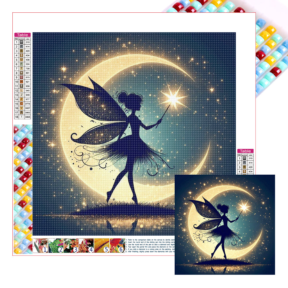 Silhouette Of Elves Under The Moon - Full Square Drill Diamond Painting 30*30CM