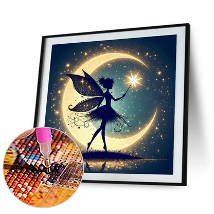 Silhouette Of Elves Under The Moon - Full Square Drill Diamond Painting 30*30CM