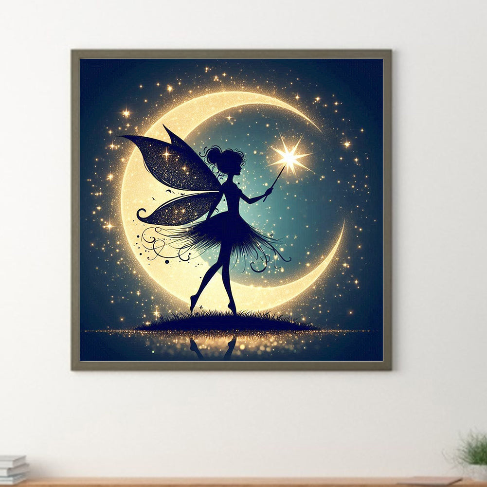 Silhouette Of Elves Under The Moon - Full Square Drill Diamond Painting 30*30CM