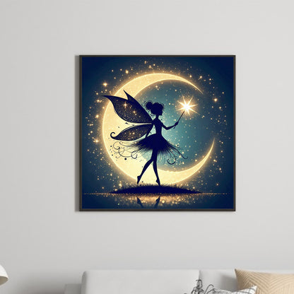 Silhouette Of Elves Under The Moon - Full Square Drill Diamond Painting 30*30CM