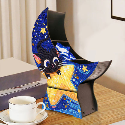 Cat Star Diamond Painting Storage Box Resin Sundries Holder Case for Desktop