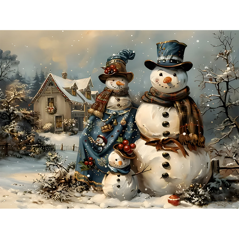 Winter Snowman - Full Round Drill Diamond Painting 40*30CM