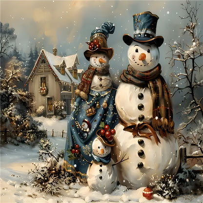 Winter Snowman - Full Round Drill Diamond Painting 40*30CM