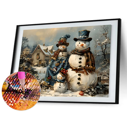 Winter Snowman - Full Round Drill Diamond Painting 40*30CM