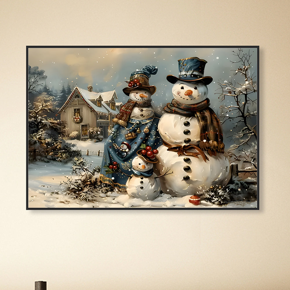 Winter Snowman - Full Round Drill Diamond Painting 40*30CM