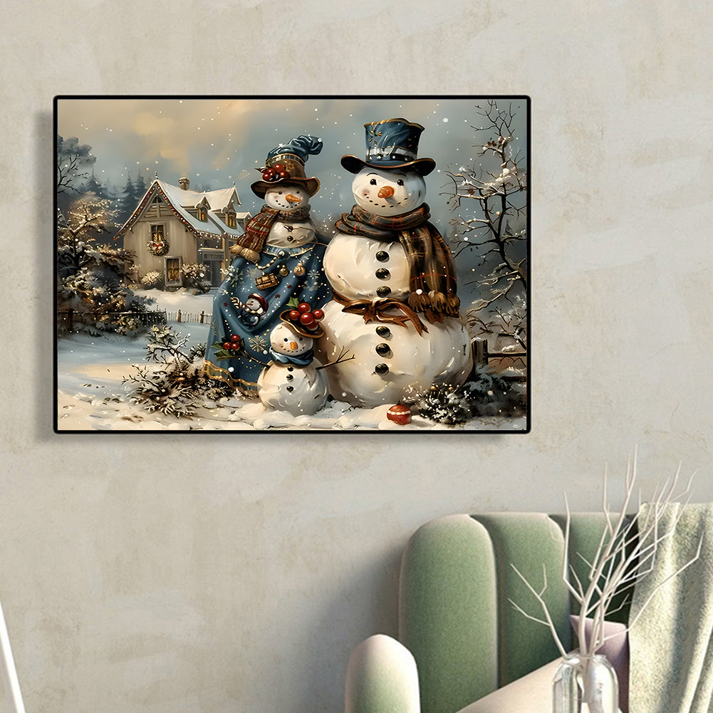 Winter Snowman - Full Round Drill Diamond Painting 40*30CM