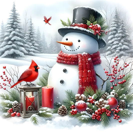 Winter Snowman - Full Round Drill Diamond Painting 30*30CM