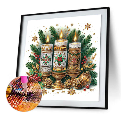 Christmas Atmosphere Candles - Partial Special-Shaped Drill Diamond Painting 30*30CM