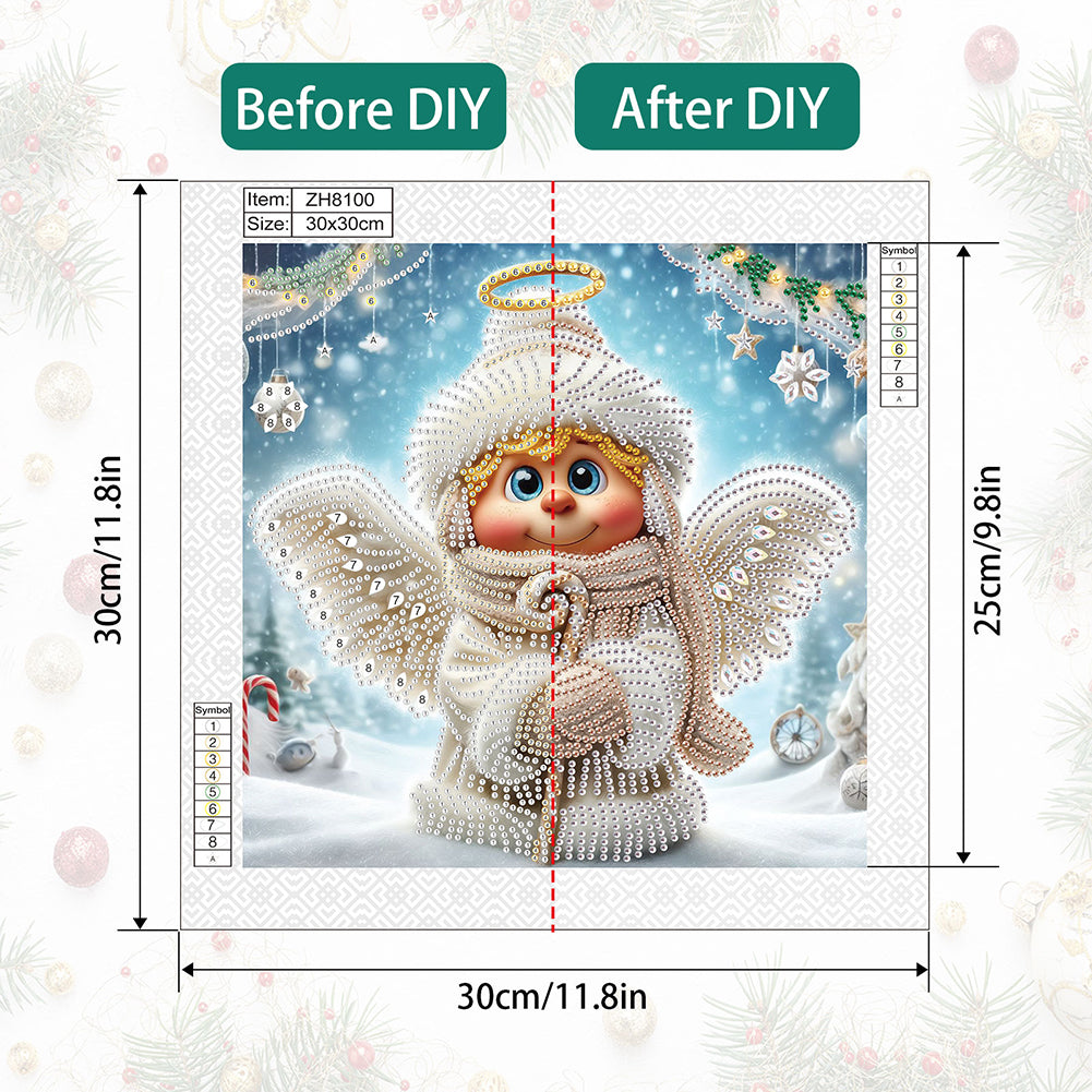 Christmas Angel - Partial Special-Shaped Drill Diamond Painting 30*30CM