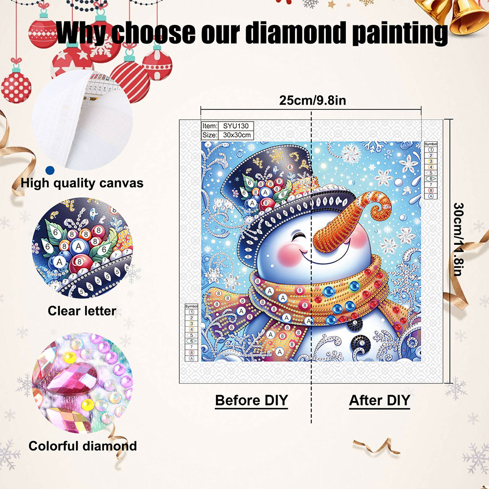 Winter Snowman - Partial Special-Shaped Drill Diamond Painting 30*30CM